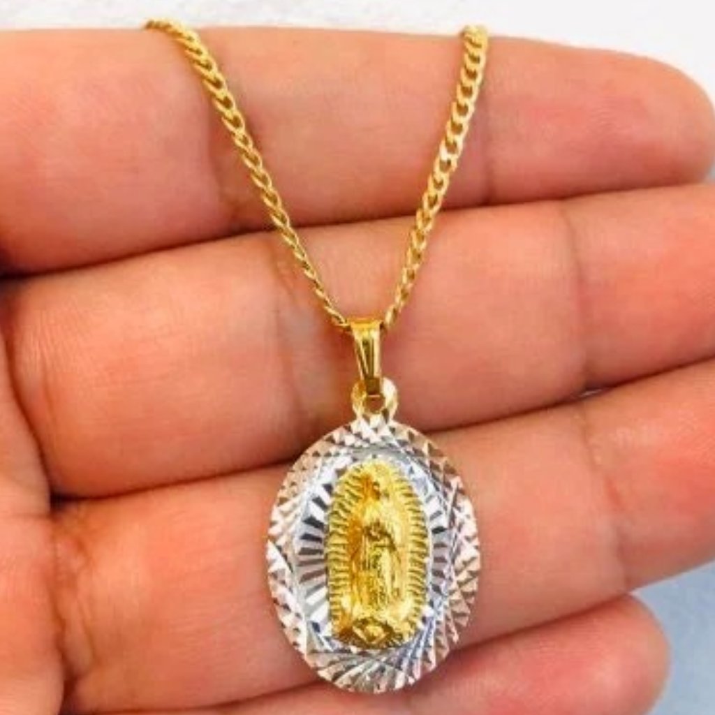 18k Gf Virgen De Guadalupe Pendant Necklace 20 Cadena Y Dije De La Guadalupe 42$